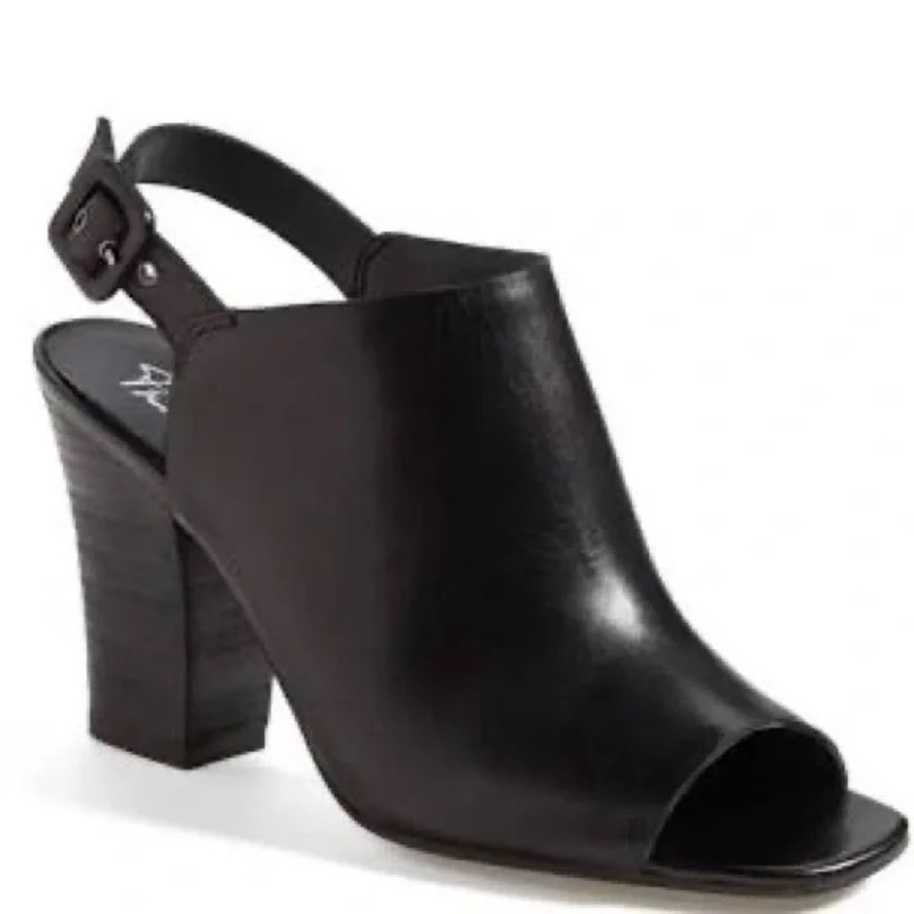 Franco Sarto Black Peep-Toe Block Heel Sandals